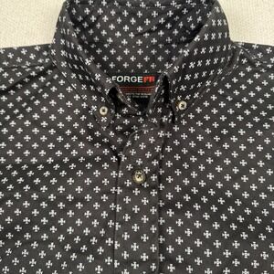 Forge FR Shirt Men's S Black Geometric Flame Resistant Button Down 2112 Cat 2